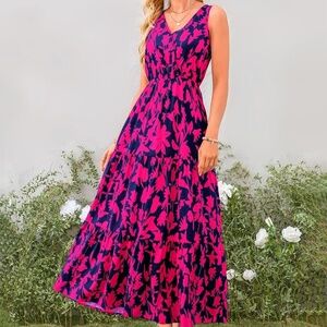 NEW  Sleeveless Striped Midi Dresses and Women Summer Dresses Casual sz M